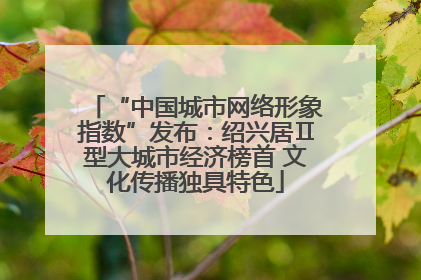 “中国城市网络形象指数”发布：绍兴居Ⅱ型大城市经济榜首 文化传播独具特色