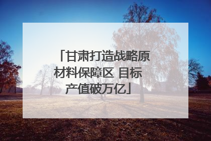 甘肃打造战略原材料保障区 目标产值破万亿