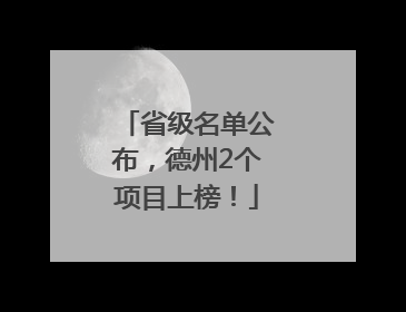 省级名单公布，德州2个项目上榜！