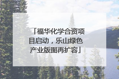 福华化学合资项目启动，乐山绿色产业版图再扩容