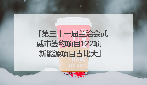 第三十一届兰洽会武威市签约项目122项 新能源项目占比大