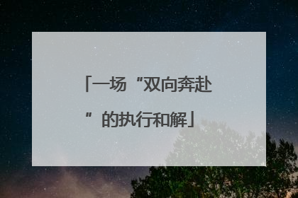 一场“双向奔赴”的执行和解