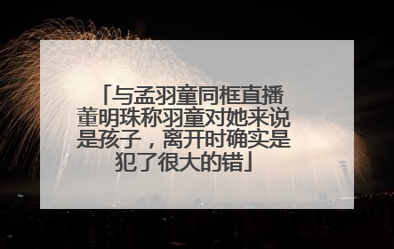 与孟羽童同框直播 董明珠称羽童对她来说是孩子，离开时确实是犯了很大的错