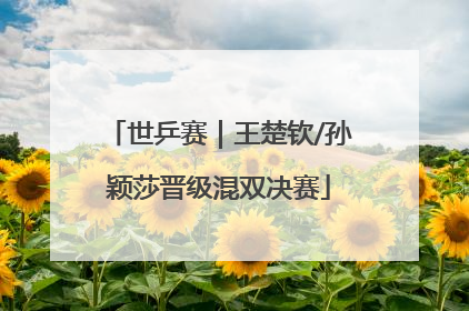 世乒赛｜王楚钦/孙颖莎晋级混双决赛