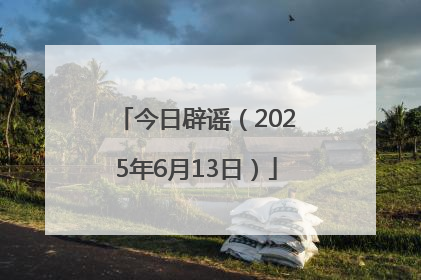 今日辟谣（2025年6月13日）