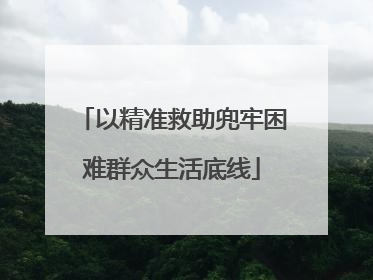 以精准救助兜牢困难群众生活底线