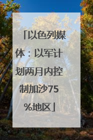 以色列媒体：以军计划两月内控制加沙75%地区