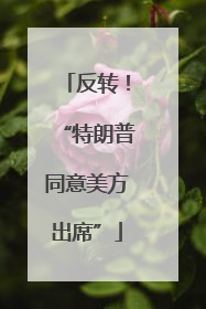反转！“特朗普同意美方出席”