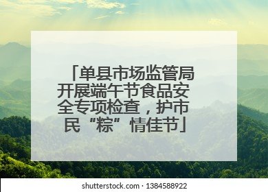单县市场监管局开展端午节食品安全专项检查，护市民“粽”情佳节