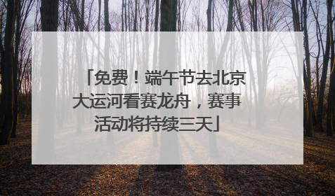 免费！端午节去北京大运河看赛龙舟，赛事活动将持续三天