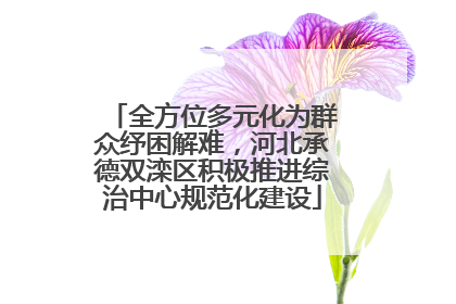 全方位多元化为群众纾困解难，河北承德双滦区积极推进综治中心规范化建设