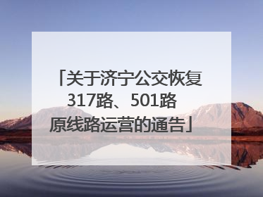关于济宁公交恢复317路、501路原线路运营的通告