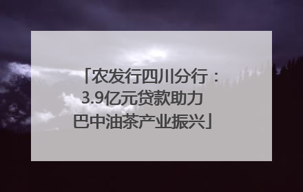农发行四川分行：3.9亿元贷款助力巴中油茶产业振兴