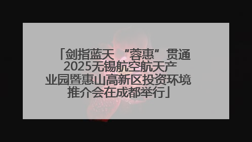 剑指蓝天 “蓉惠”贯通 2025无锡航空航天产业园暨惠山高新区投资环境推介会在成都举行