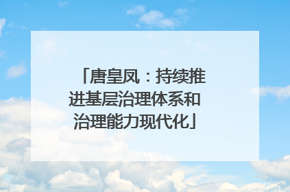 唐皇凤：持续推进基层治理体系和治理能力现代化