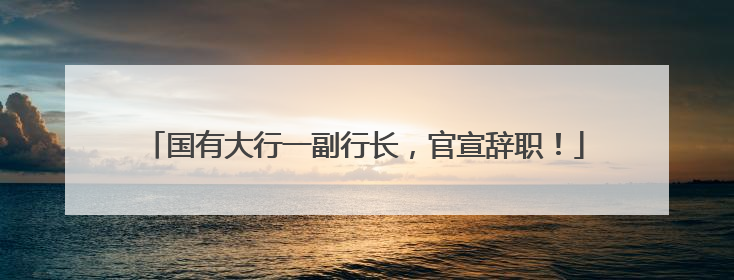 国有大行一副行长，官宣辞职！