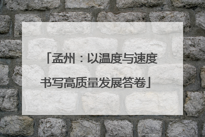 孟州：以温度与速度书写高质量发展答卷