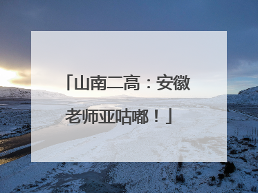 山南二高：安徽老师亚咕嘟！