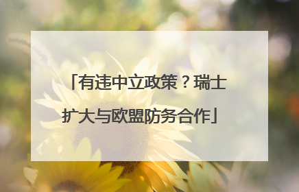 有违中立政策？瑞士扩大与欧盟防务合作