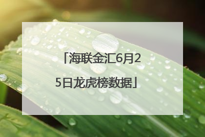 海联金汇6月25日龙虎榜数据
