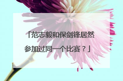 范志毅和保剑锋居然参加过同一个比赛？