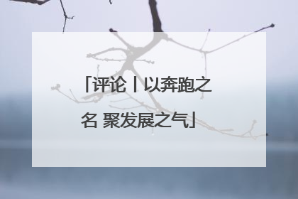 评论丨以奔跑之名 聚发展之气