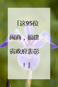 这95位闽商，福建省政府表彰！