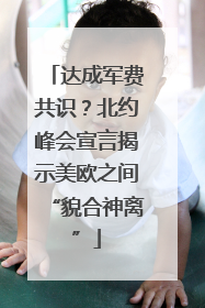 达成军费共识？北约峰会宣言揭示美欧之间“貌合神离”