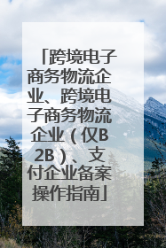 跨境电子商务物流企业、跨境电子商务物流企业（仅B2B）、支付企业备案操作指南