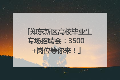 郑东新区高校毕业生专场招聘会：3500+岗位等你来！