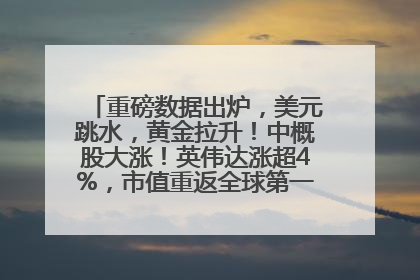 重磅数据出炉，美元跳水，黄金拉升！中概股大涨！英伟达涨超4%，市值重返全球第一！黄仁勋计划出售至多600万股股票