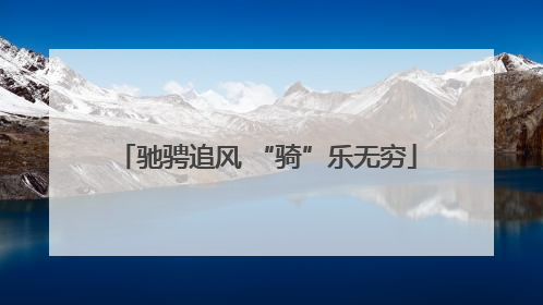 驰骋追风 “骑”乐无穷