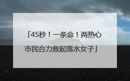 45秒！一条命！两热心市民合力救起落水女子